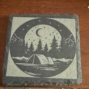 Camping Scene Slate Coaster